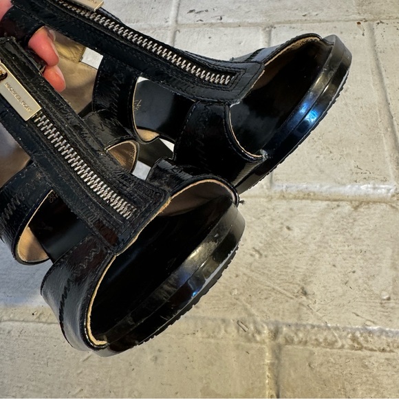 Michael Kors Front Zip Strappy Sandals, Black Patent, 6.5M US - Picture 6 of 13